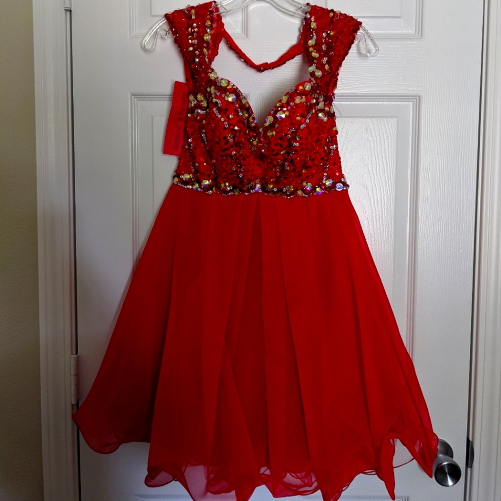 Sticks N Stones by Mari Lee Red Pageant Homecoming Dress